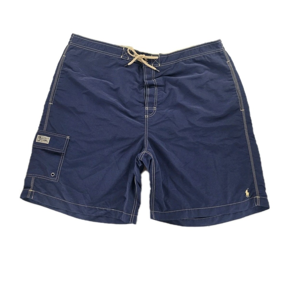 Polo Ralph Lauren Shorts Mens 2XB Big Swim Trunks Navy Blue Cargo Board Lined